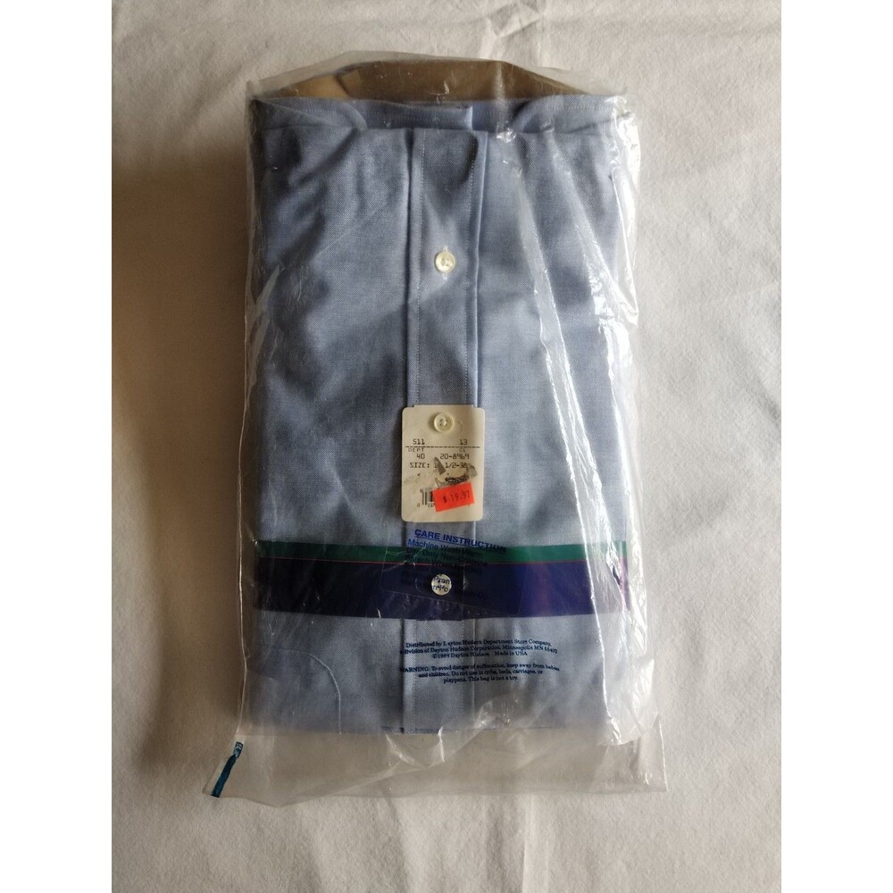 Vtg Woodward Dayton Single Needle Tailoring Blue Oxford Shirt 16.5/38 USA 1980s - Picture 8 of 13